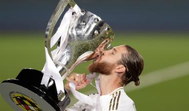 Reals Kapitän Sergio Ramos nach dem Gewinn der La Liga 2020.
