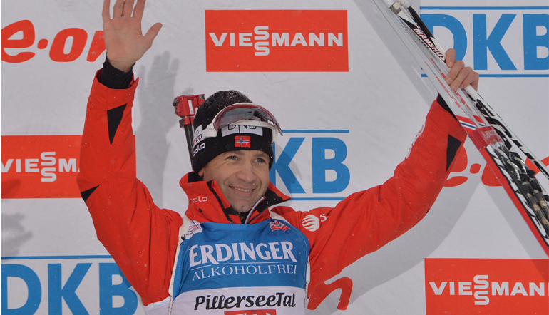 Björndalen jubelt über eine Bronzemedaille